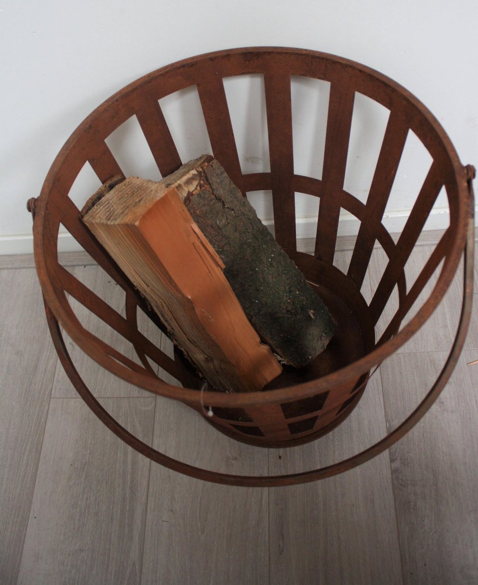 Koopman International Metalen Vuurkorf Met Hengsel Roest - Ø38cm X 38cm Hoog - Bruin