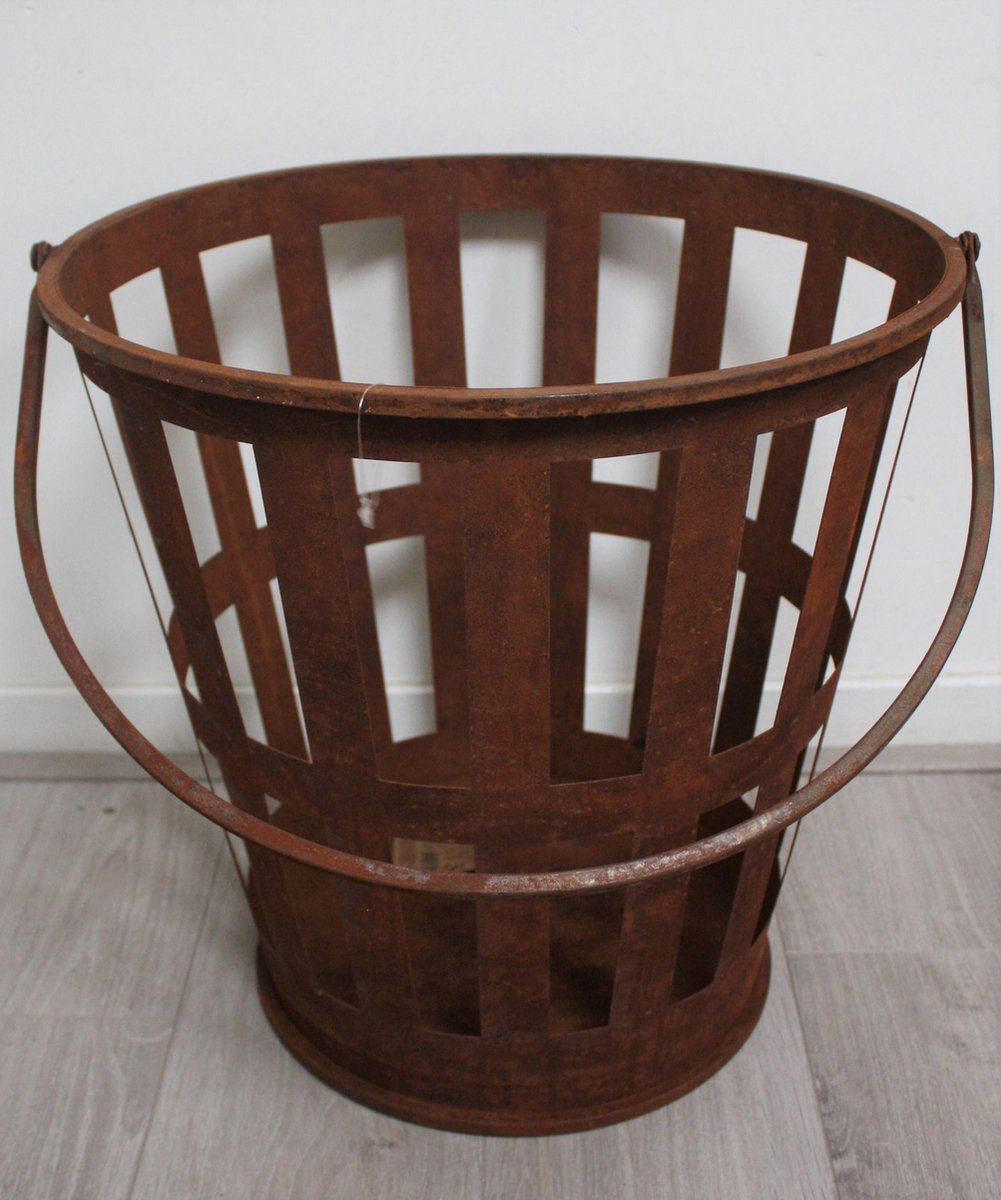 Koopman International Metalen Vuurkorf Met Hengsel Roest - Ø38cm X 38cm Hoog - Bruin