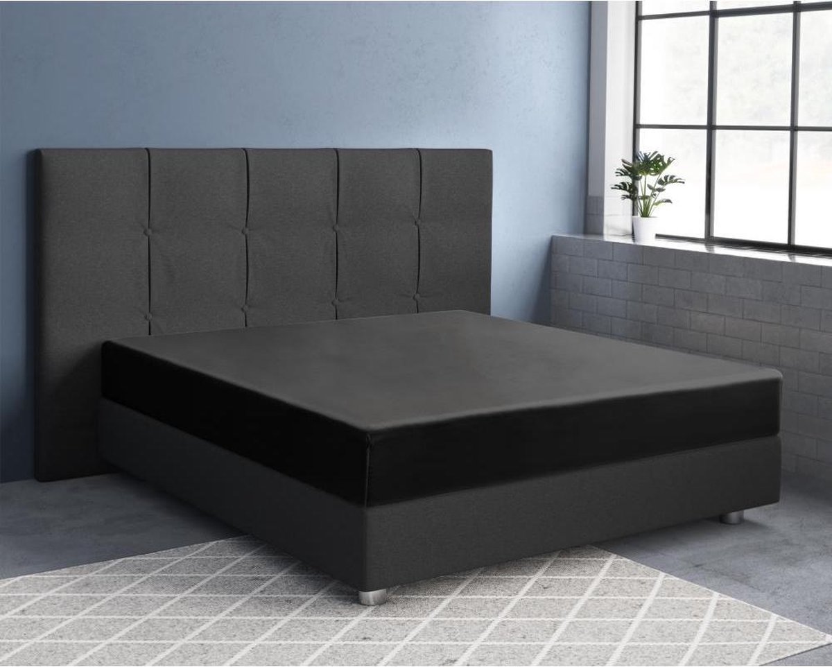 Primaviera Deluxe Satijn Hoeslaken - 160 x 200 cm - Zwart