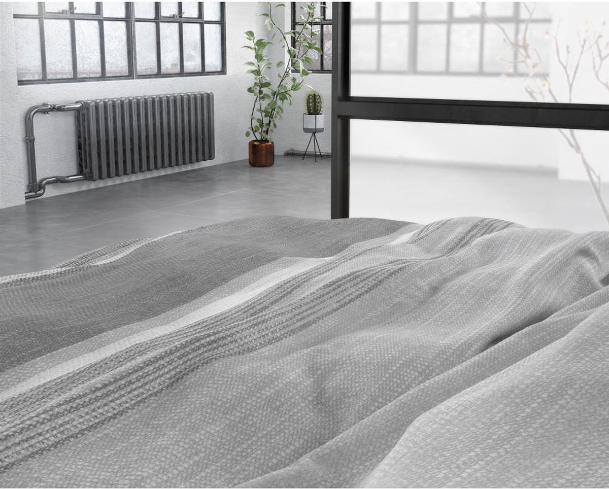 Sleeptime Stone Stripe Flanel 2-persoons (200 x 200/220 cm + 2 kussenslopen) Dekbedovertrek - Grijs