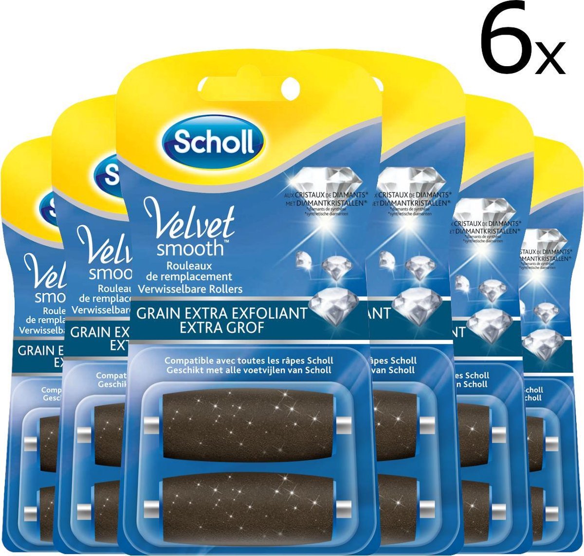 Scholl Variant Velvet Smooth Verwisselbare Rollers Extra Grof Content - 6 Stuk(s)