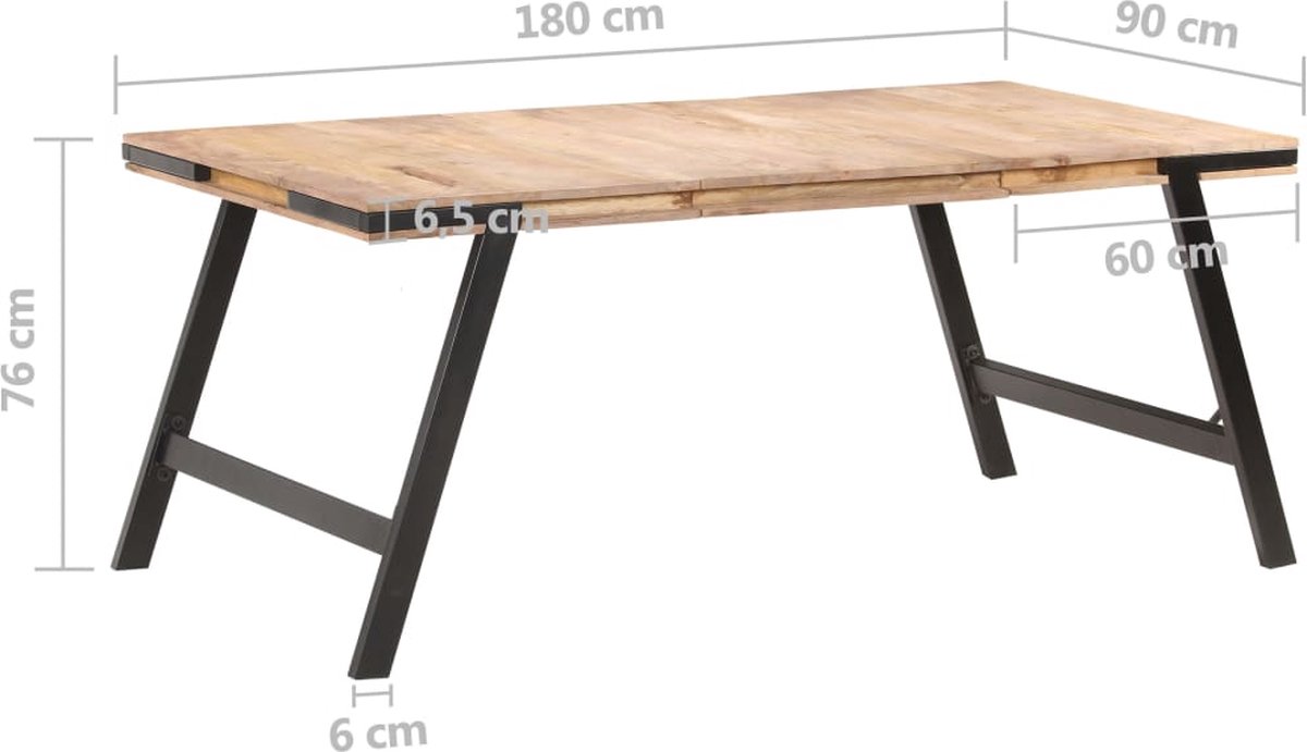 Vidaxl Eettafel 180x90x76 Cm Massief Mangohout - Bruin
