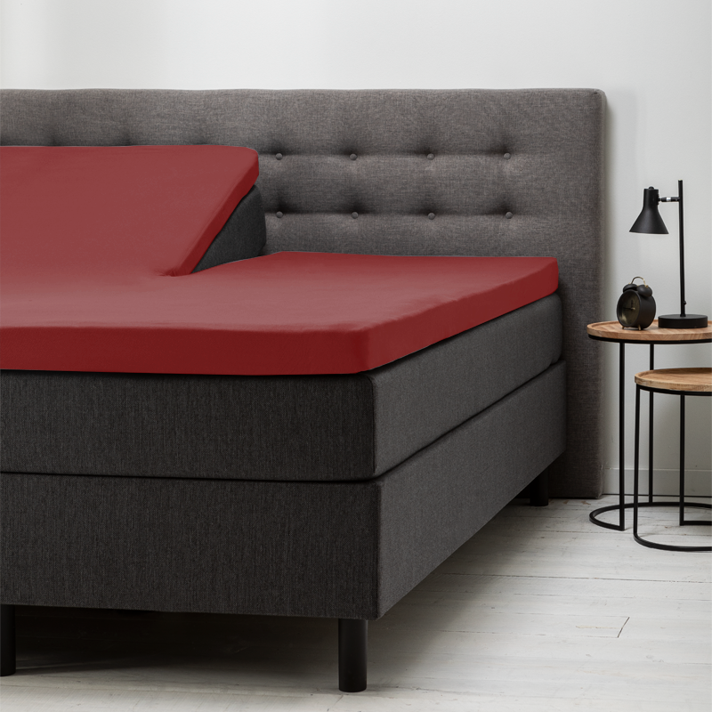 Fresh & Co Splittopper Hoeslaken Katoen - 160 x 200 cm - Rood