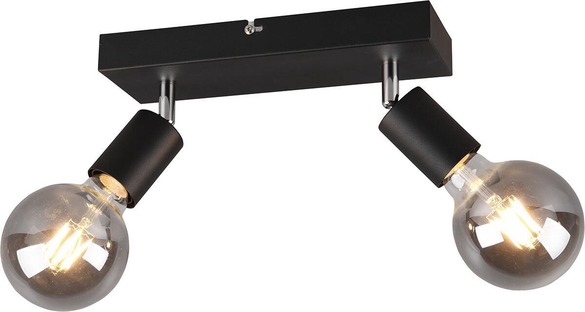 BES LED Led Plafondspot - Trion Zuncka - E27 Fitting - 2-lichts - Rechthoek - Mat - Aluminium - Zwart