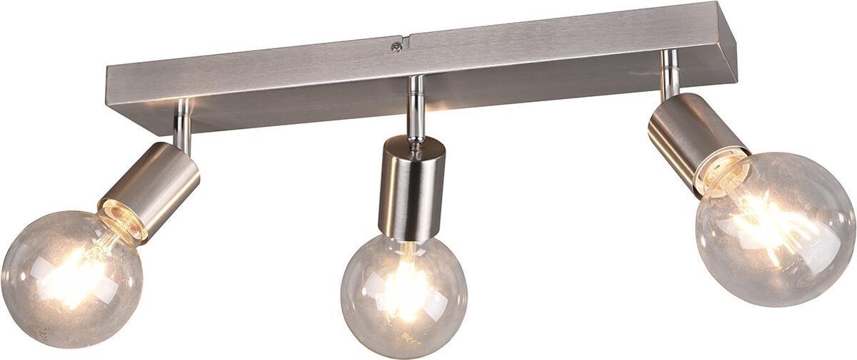 BES LED Led Plafondspot - Trion Zuncka - E27 Fitting - 3-lichts - Rechthoek - Mat Nikkel - Aluminium