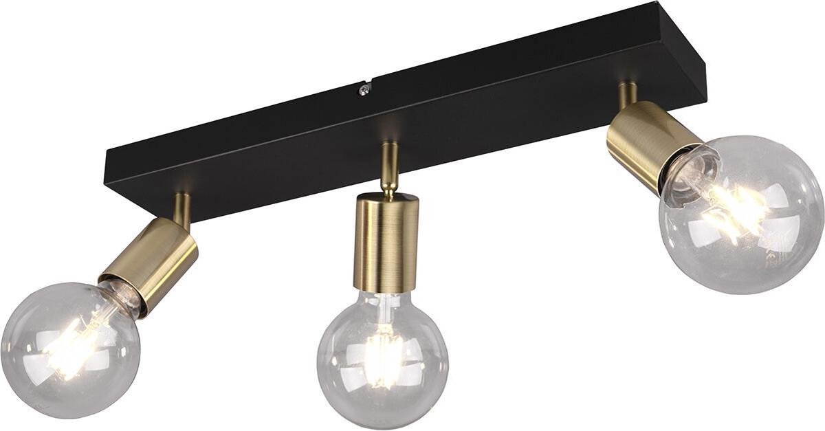 BES LED Led Plafondspot - Trion Zuncka - E27 Fitting - 3-lichts - Rechthoek - Mat/goud - Aluminium - Zwart