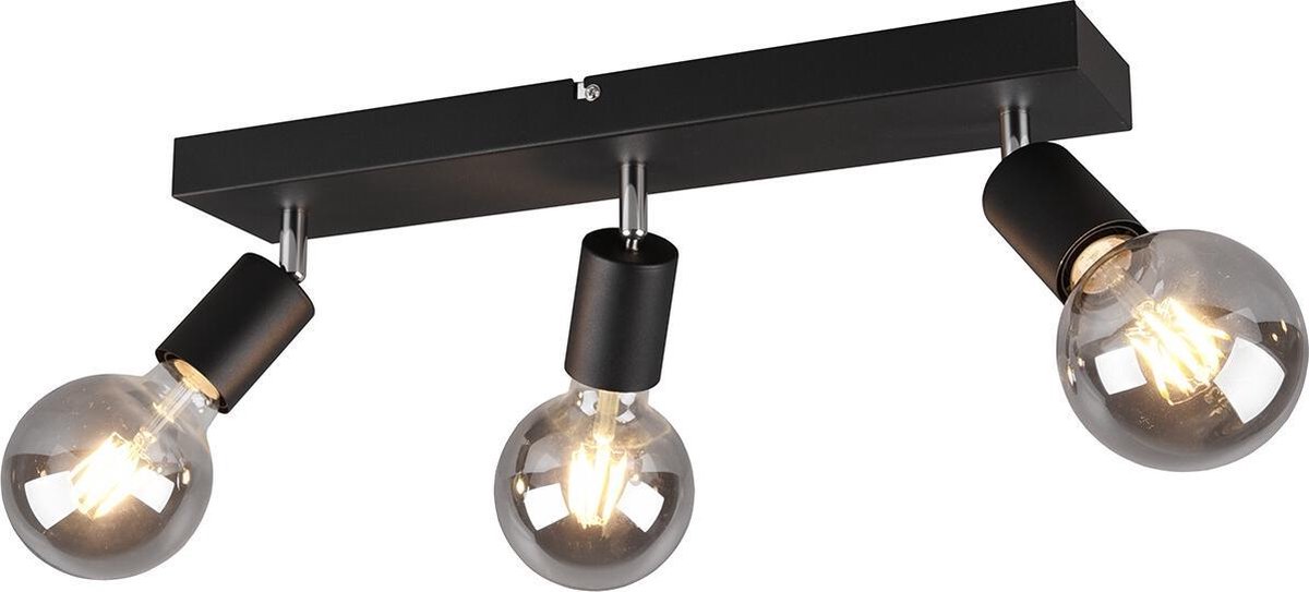 BES LED Led Plafondspot - Trion Zuncka - E27 Fitting - 3-lichts - Rechthoek - Mat - Aluminium - Zwart