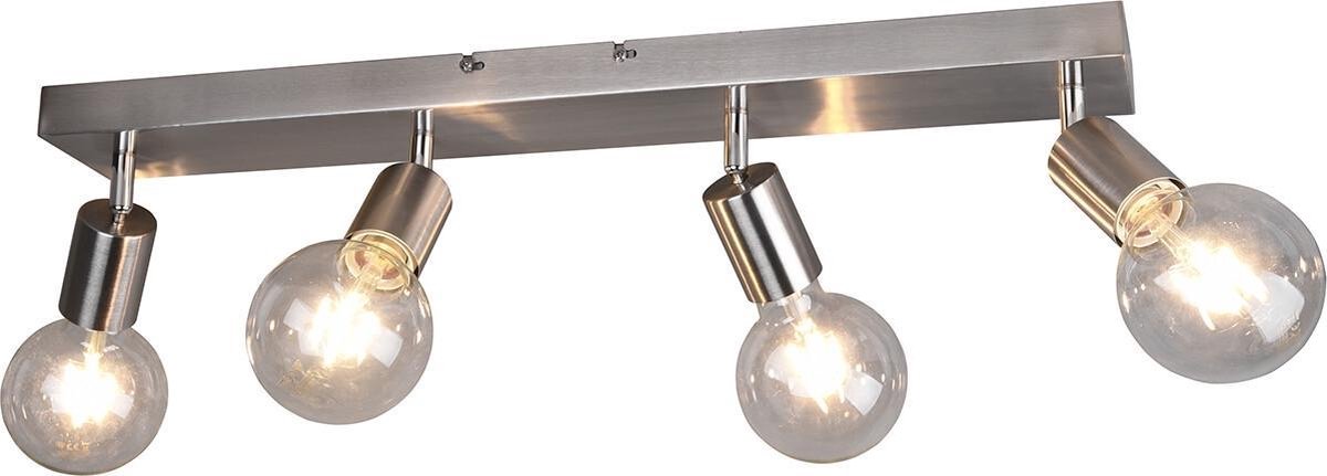 BES LED Led Plafondspot - Trion Zuncka - E27 Fitting - 4-lichts - Rechthoek - Mat Nikkel - Aluminium