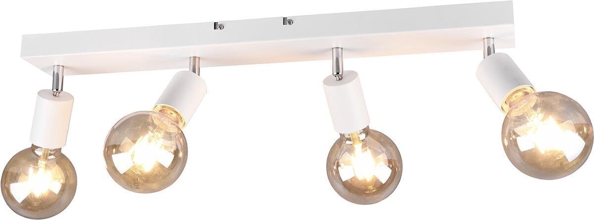 BES LED Led Plafondspot - Trion Zuncka - E27 Fitting - 4-lichts - Rechthoek - Mat - Aluminium - Wit