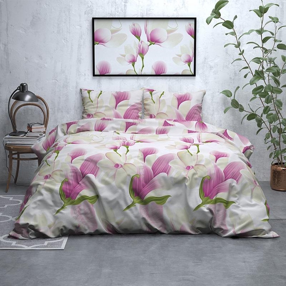 Sleeptime Flower Power - Flanel 2-persoons (200 x 200/220 cm + 2 kussenslopen) Dekbedovertrek