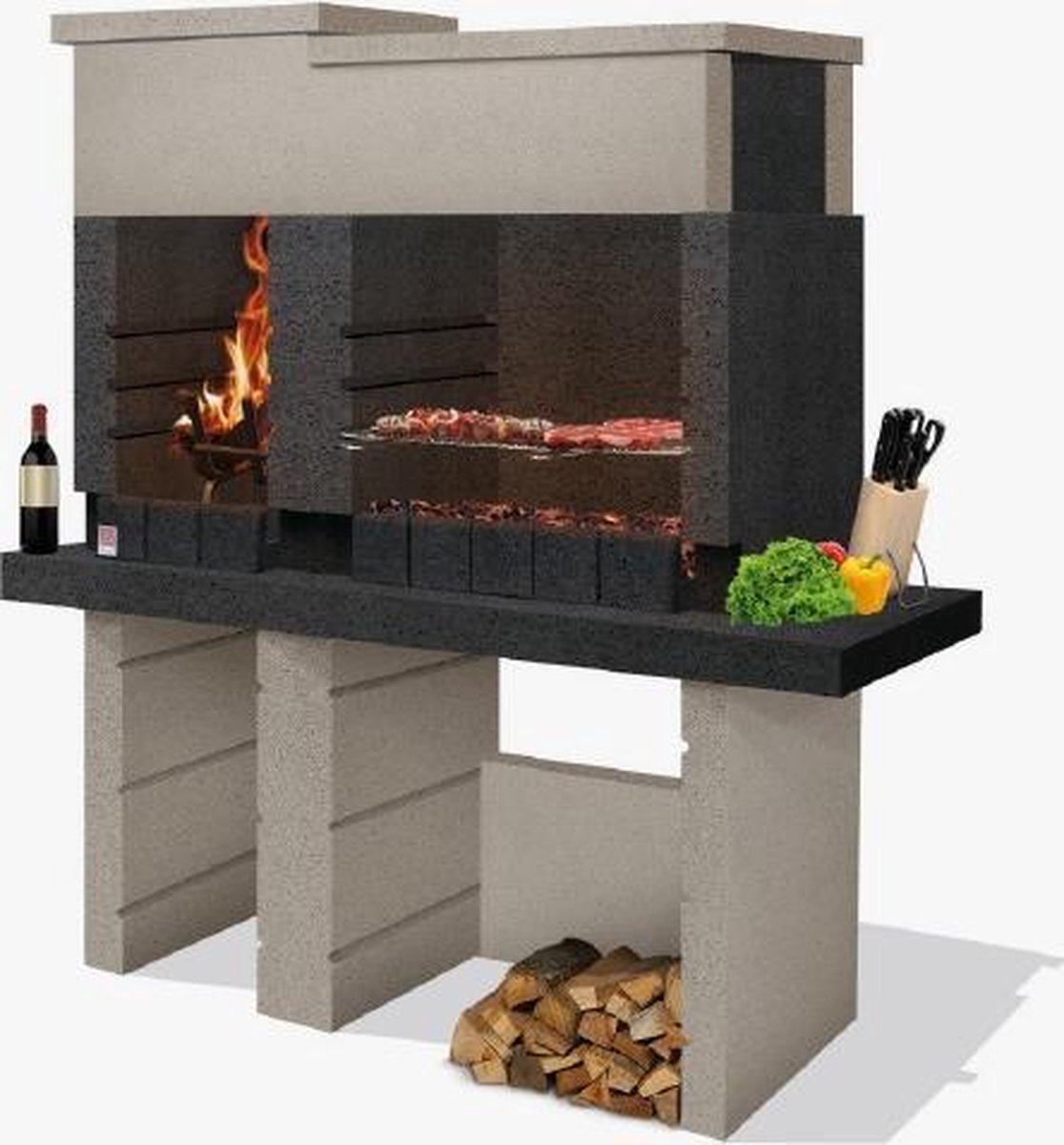 Sarom Fuoco - Betonnen Barbecue - San Pedro - 160 X 51.5 X 172,2 Cm - Grijs