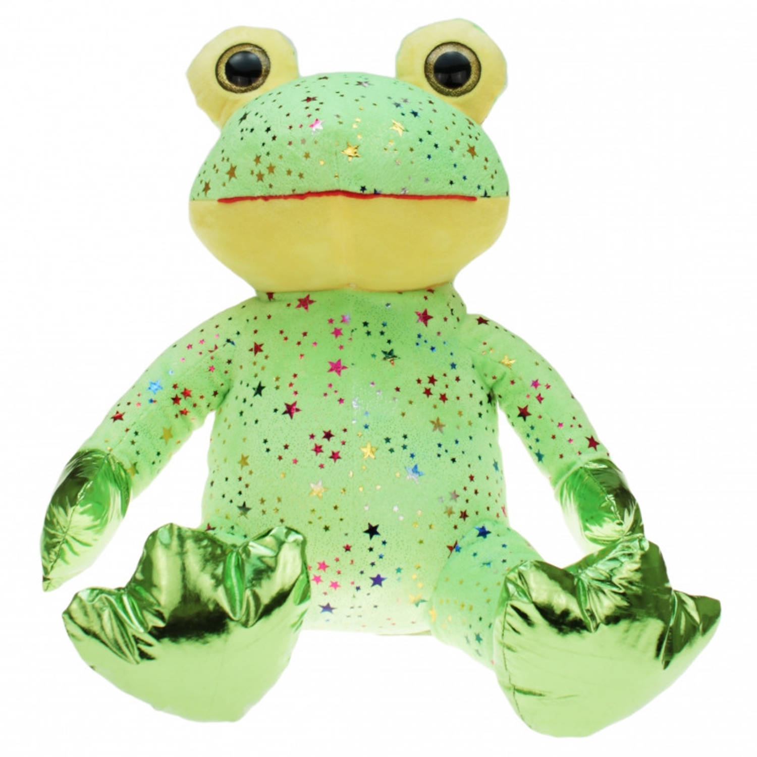 Pluchee Kikker Knuffel Met Glitters En Metallic 30 Cm - Kikkers Dieren Knuffels - Speelgoed Voor Kinderen - Groen