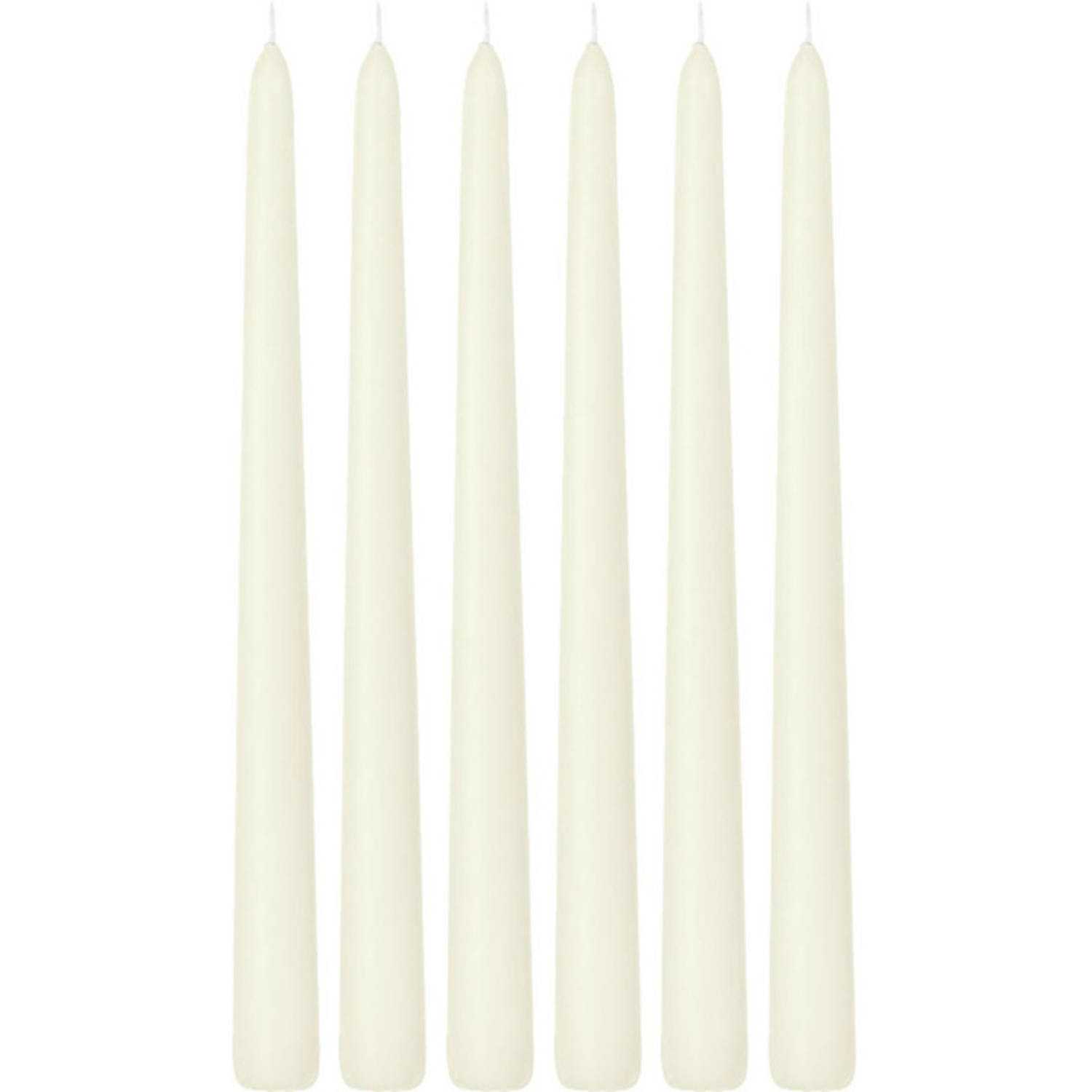 Trend Candles 6x Ivoorte Dinerkaarsen 30 Cm 13 Branduren - Geurloze Kaarsen - Tafelkaarsen/kandelaarkaarsen - Wit