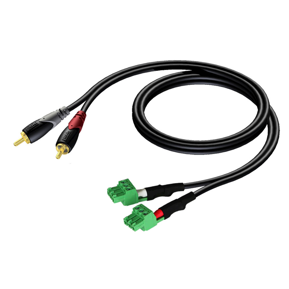 Procab CLA832 Classic 2x terminal block - 2x RCA male 0.5 meter