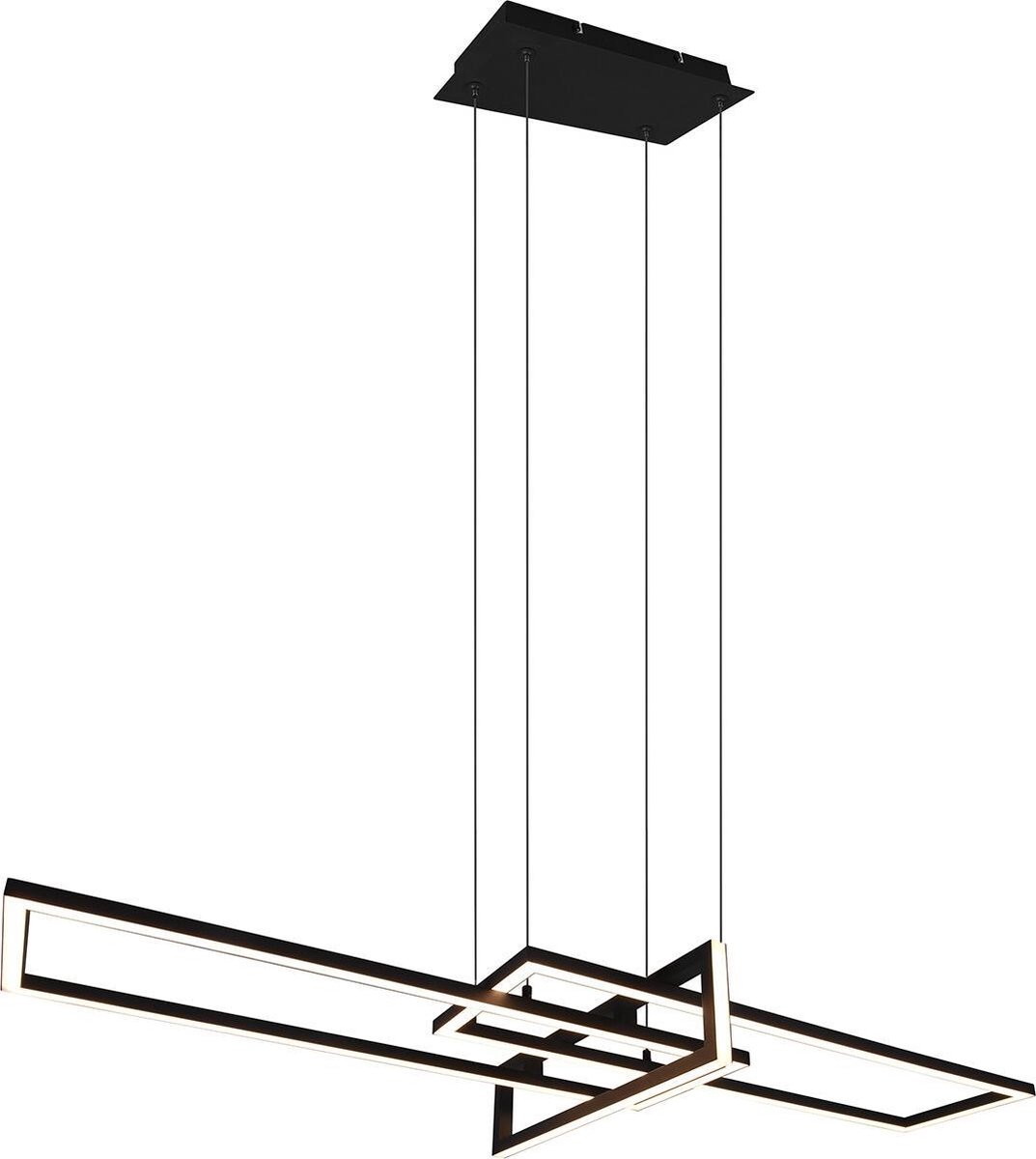 BES LED Led Hanglamp - Trion Salana - 34w - Warm Wit 3000k - Rechthoek - Mat - Aluminium - Zwart
