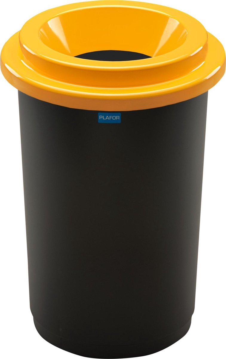 Plafor Eco Bin 50l - Recycling Plastic - Yellow - Zwart