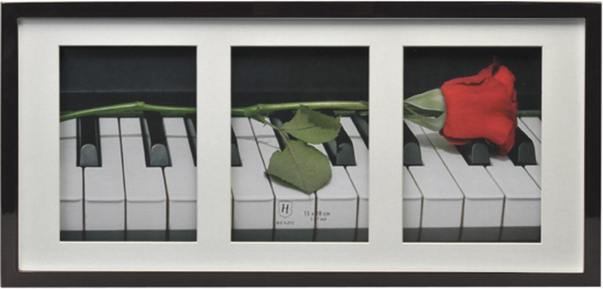 Henzo Fotolijst - Piano Gallery - Collagelijst Voor 3 Foto's - Fotomaat 13x18 Cm - - Zwart