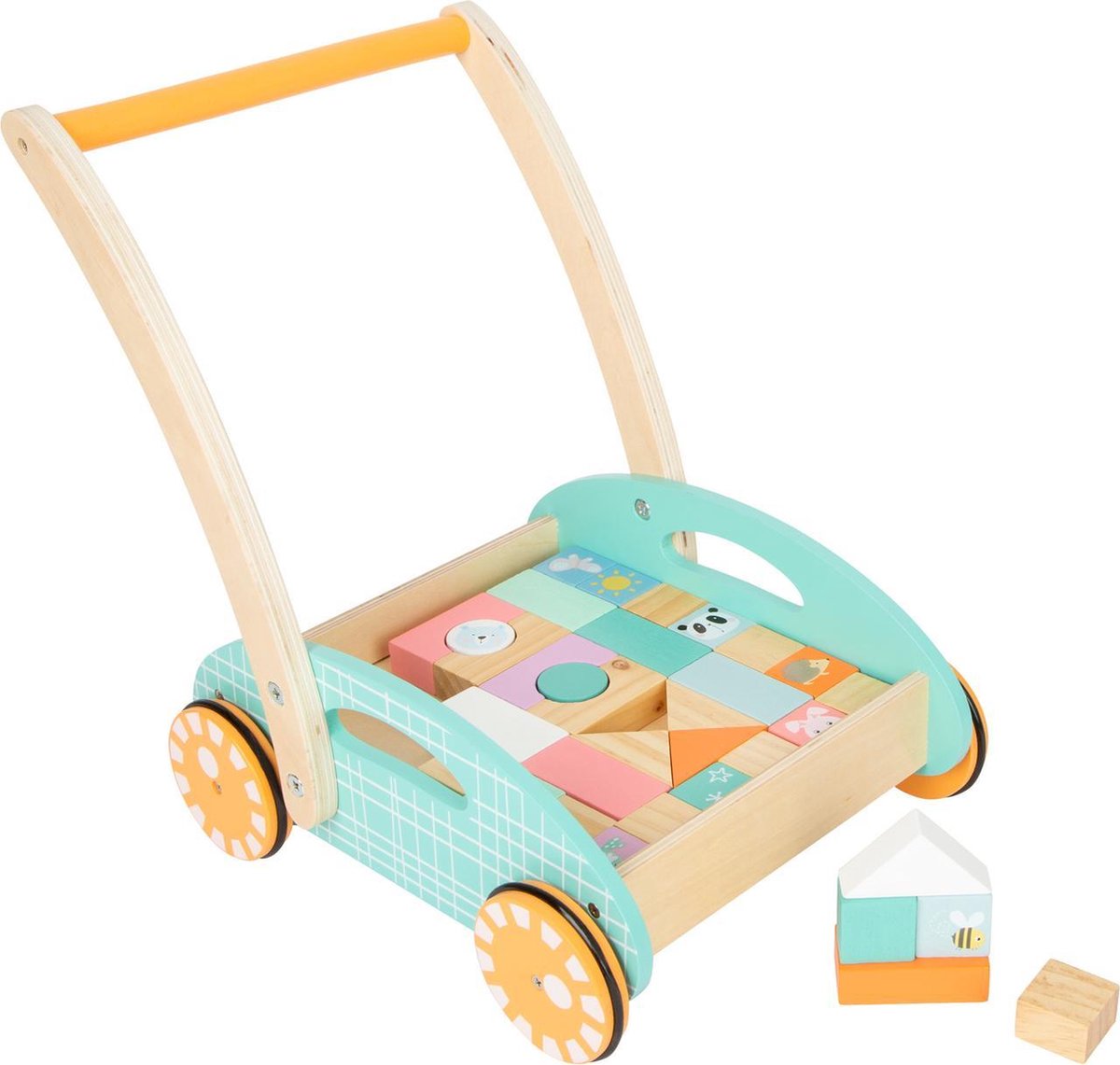 Small Foot Loopwagen Auto Junior 36 Cm Hout/staal/oranje - Blauw