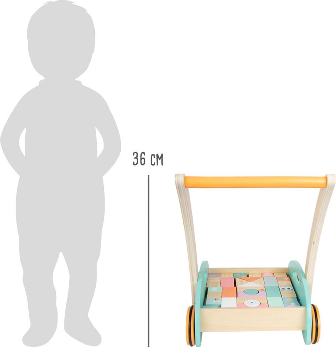 Small Foot Loopwagen Auto Junior 36 Cm Hout/staal/oranje - Blauw