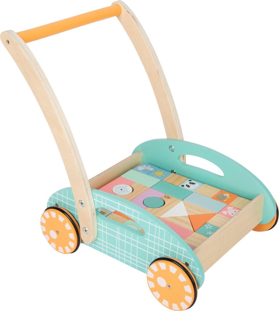 Small Foot Loopwagen Auto Junior 36 Cm Hout/staal/oranje - Blauw