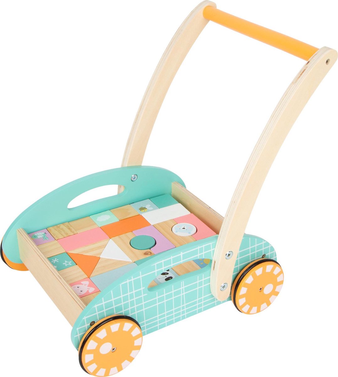 Small Foot Loopwagen Auto Junior 36 Cm Hout/staal/oranje - Blauw