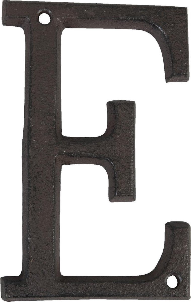 Clayre & Eef Ijzeren Letter E 6y0840-e 13 Cm - Ijzer Decoratie - Bruin