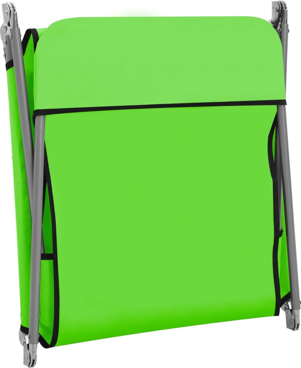 Vidaxl Ligbedden Inklapbaar 2 St Staal En Stof - Groen