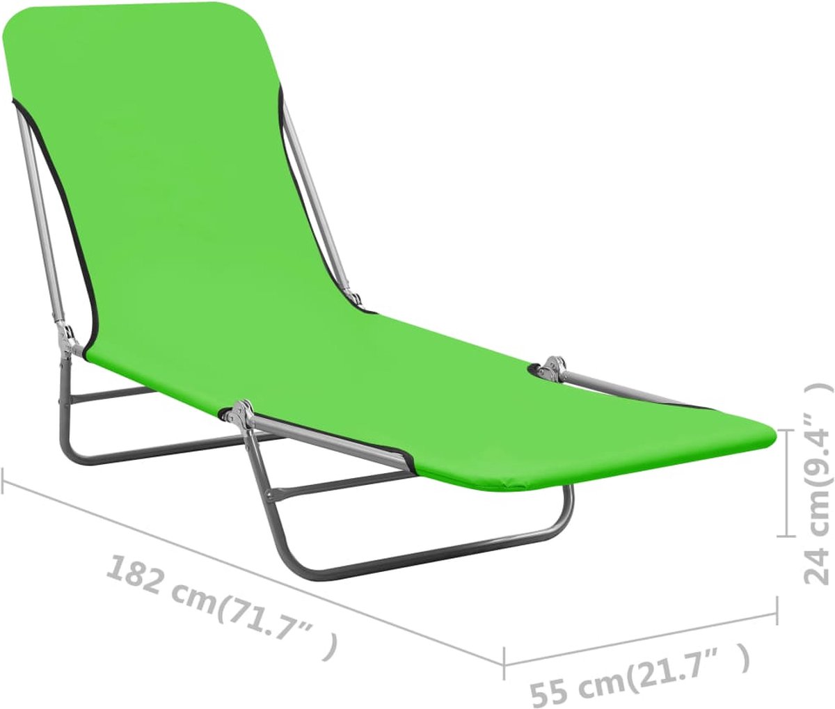 Vidaxl Ligbedden Inklapbaar 2 St Staal En Stof - Groen