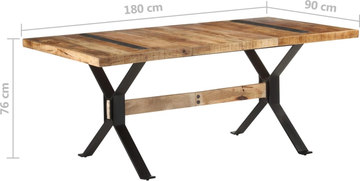 Vidaxl Eettafel 180x90x76 Cm Ruw Mangohout - Bruin