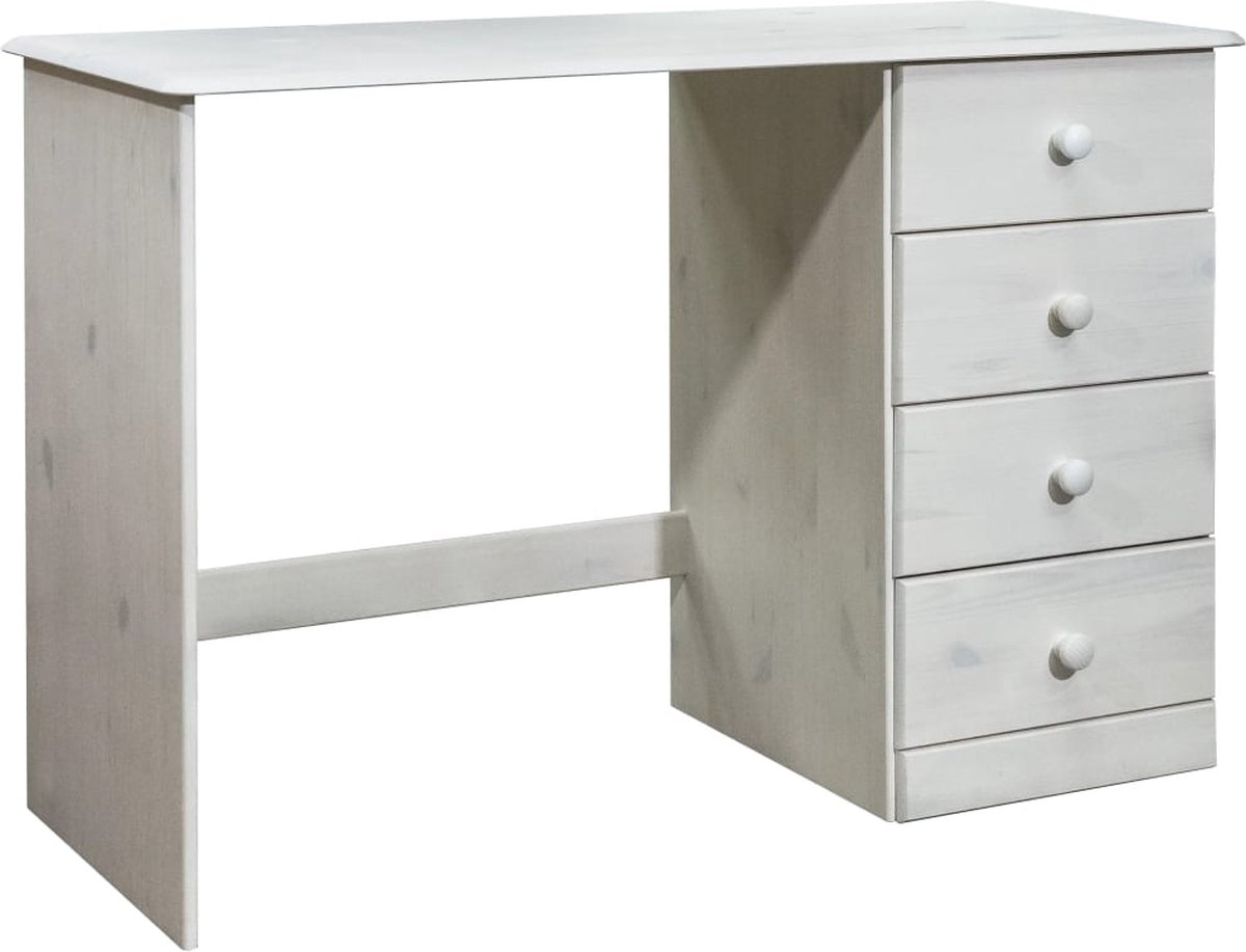 Vidaxl Bureau Met 4 Lades 110x50x74 Cm Massief Grenenhout - Bruin