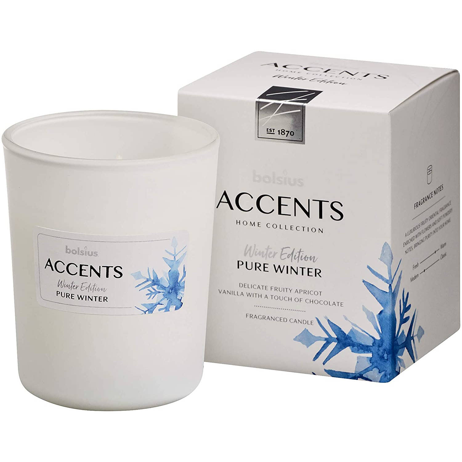 Bolsius Geurkaars Accents Pure Winter 9,2 Cm Glas/wax - Wit