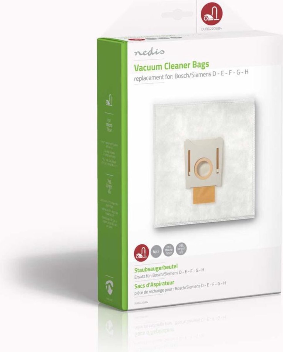 Nedis Dubg220sib4 Stofzuigerzak Bosch/siemens D - E - F - G - H