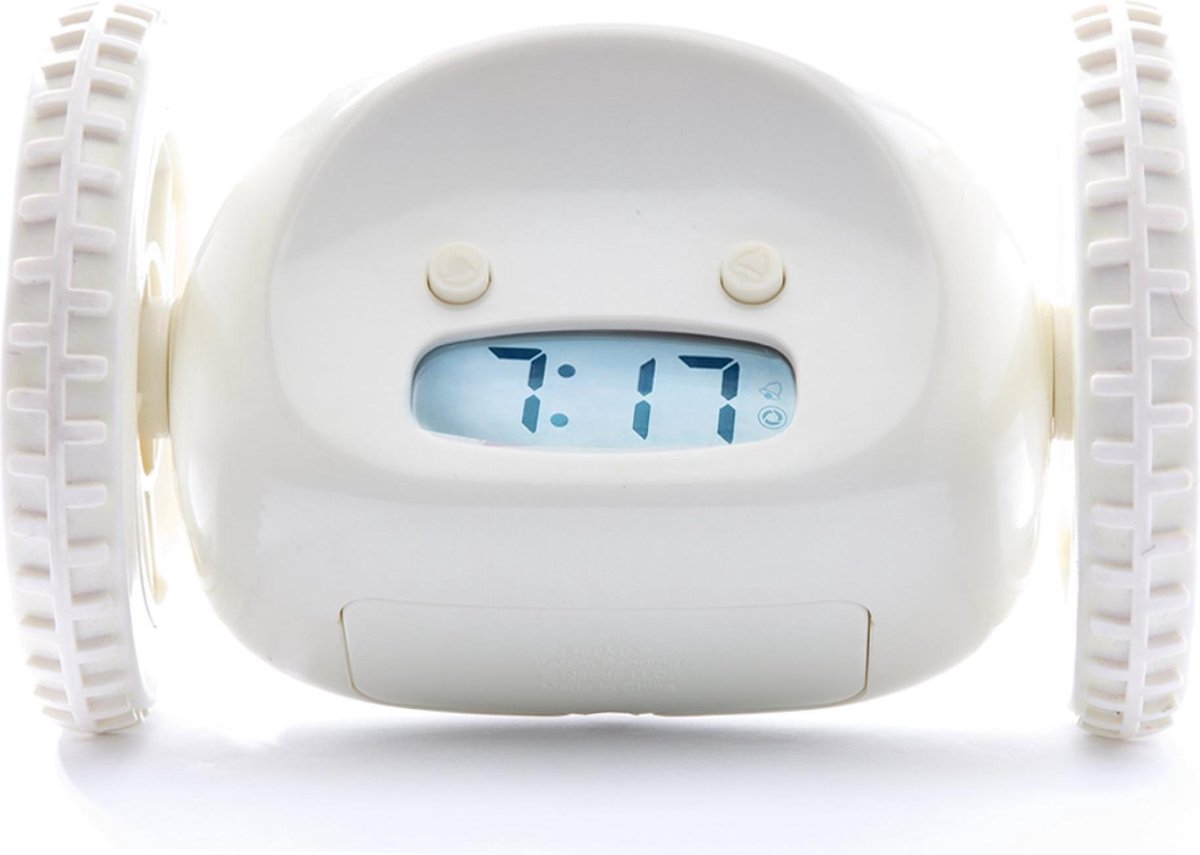Clocky Wekker Op Wielen - Wit