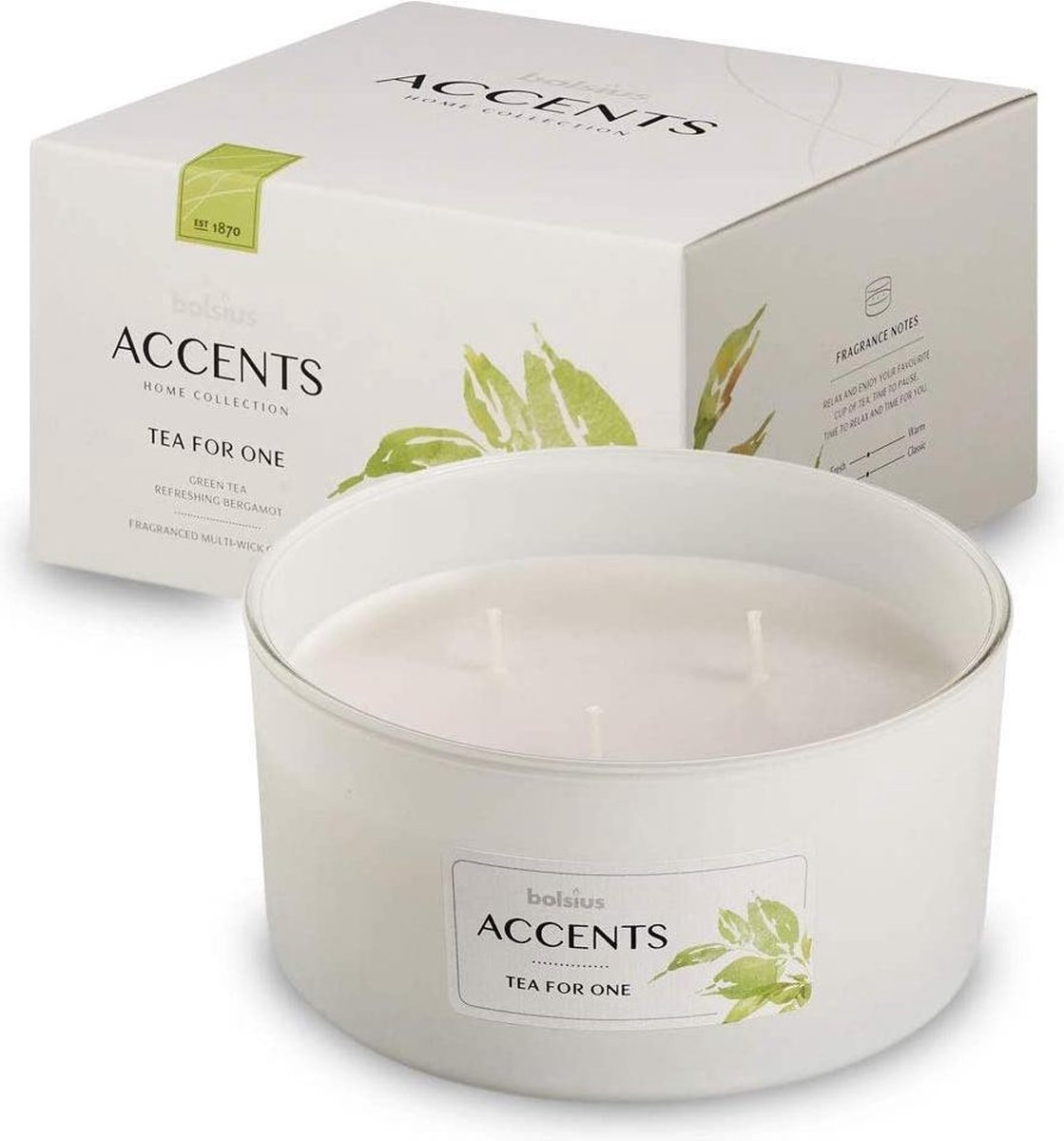 Bolsius Geurkaars Accents Tea For One 13,7 Cm Glas/wax - Wit