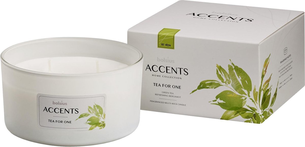 Bolsius Geurkaars Accents Tea For One 13,7 Cm Glas/wax - Wit