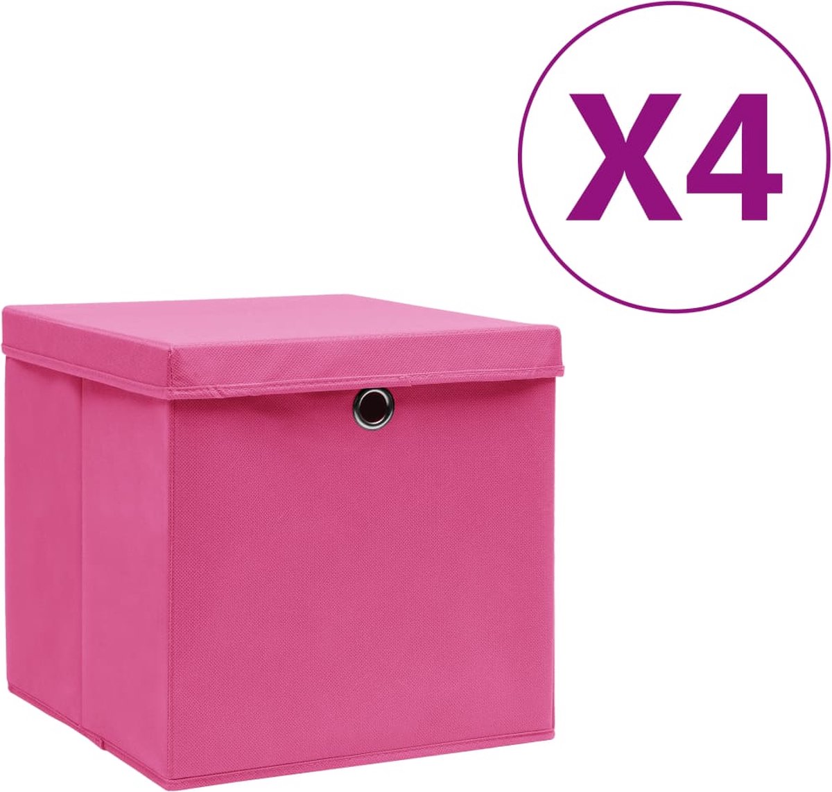 Vidaxl Opbergboxen Met Deksels 4 St 28x28x28 Cm - Rosa