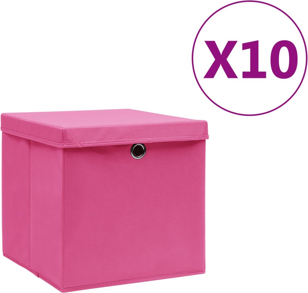 Vidaxl Opbergboxen Met Deksels 10 St 28x28x28 Cm - Roze