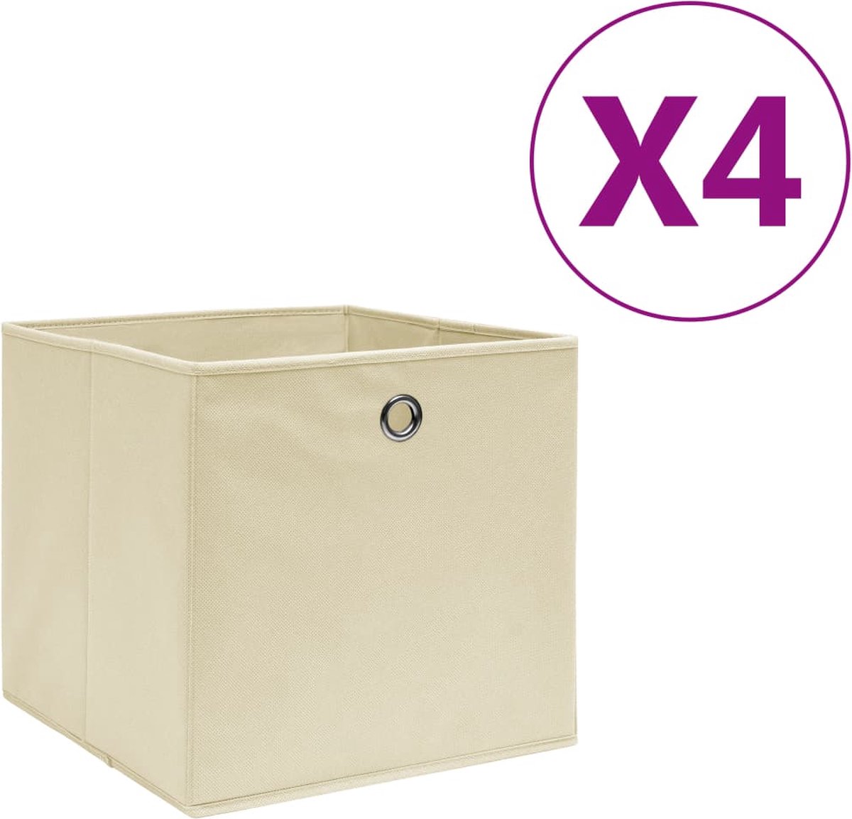 Vidaxl Opbergboxen 4 St 28x28x28 Cm Nonwoven Stof Crème