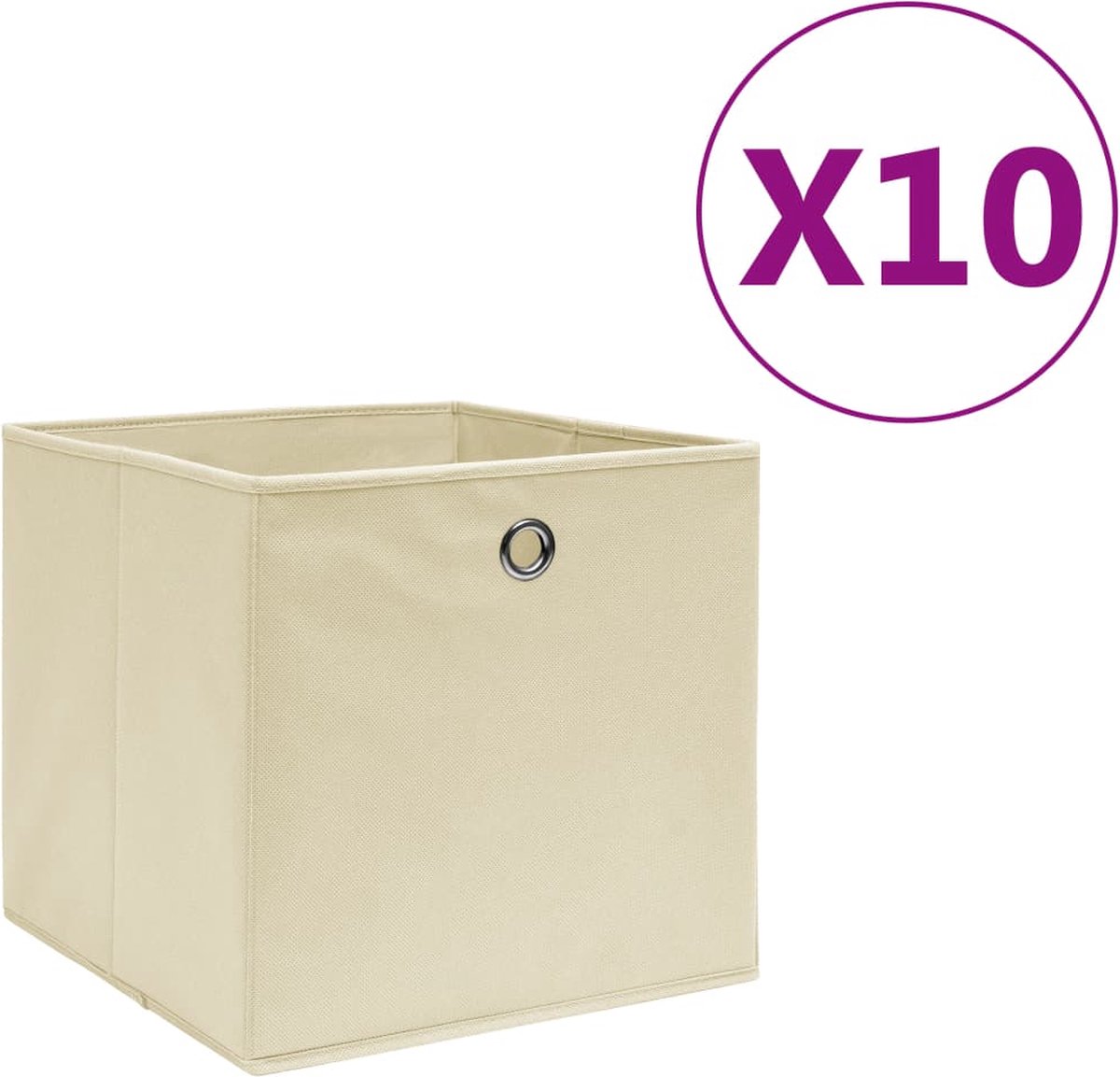 Vidaxl Opbergboxen 10 St 28x28x28 Cm Nonwoven Stof Crème