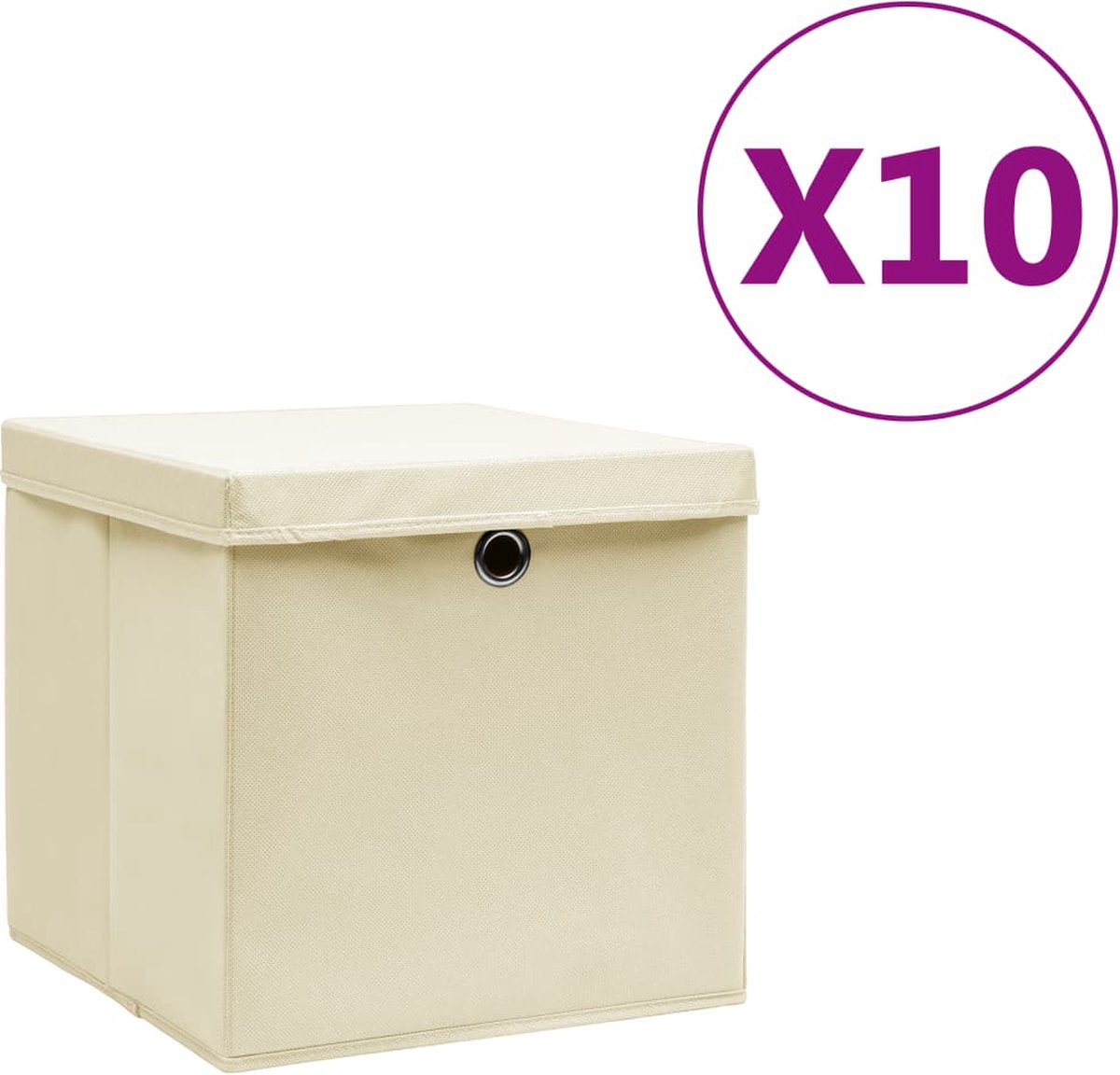 Vidaxl Opbergboxen Met Deksels 10 St 28x28x28 Cm Crème