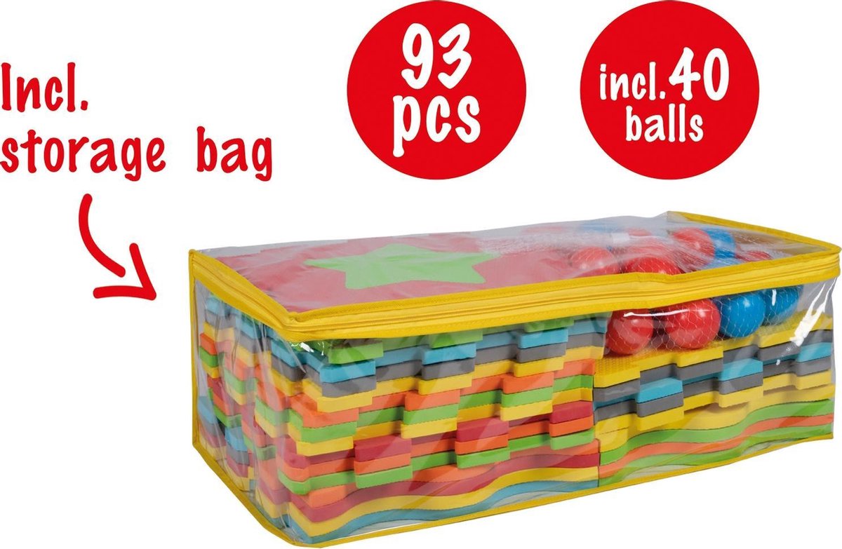 Let's Play Speelset - 3-in-1: Speelmat, Puzzel En Ballenbak - Schuimrubber - 40 Ballen