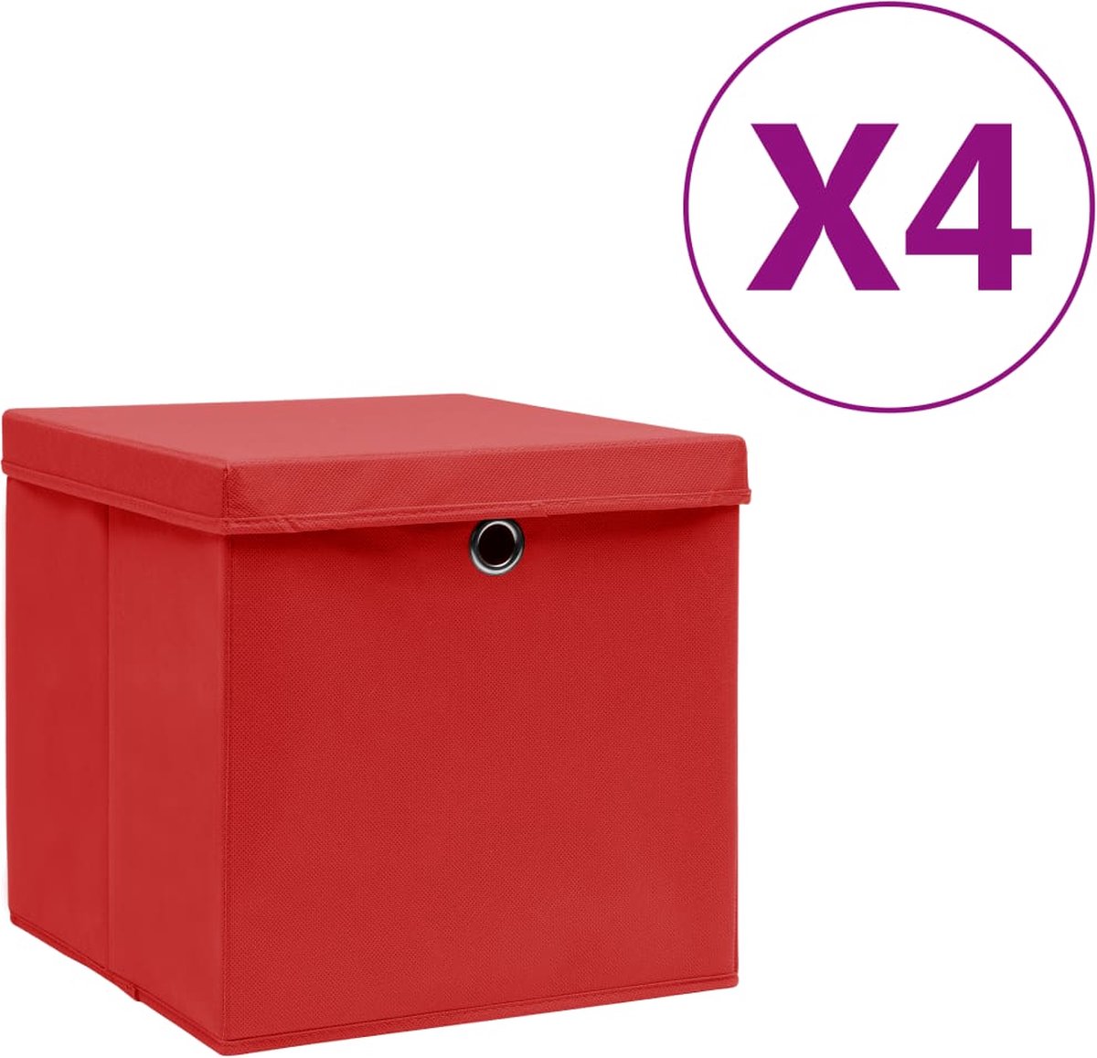 Vidaxl Opbergboxen Met Deksels 4 St 28x28x28 Cm - Rojo