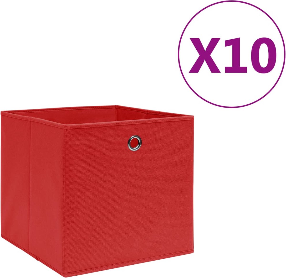 Vidaxl Opbergboxen 10 St 28x28x28 Cm Nonwoven Stof - Rojo