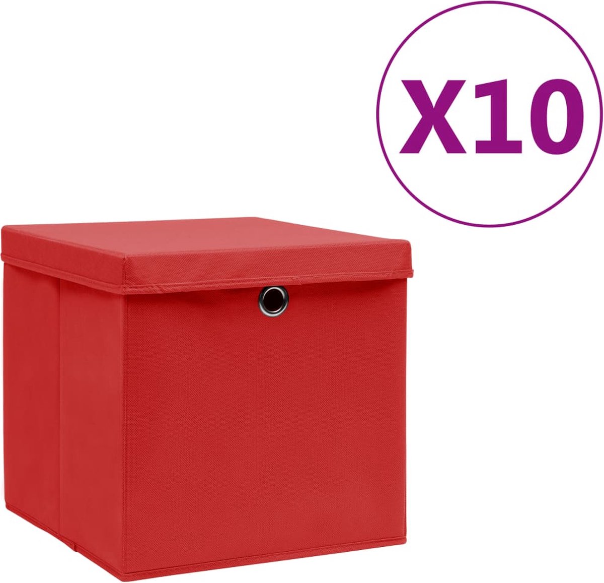 Vidaxl Opbergboxen Met Deksels 10 St 28x28x28 Cm - Rojo