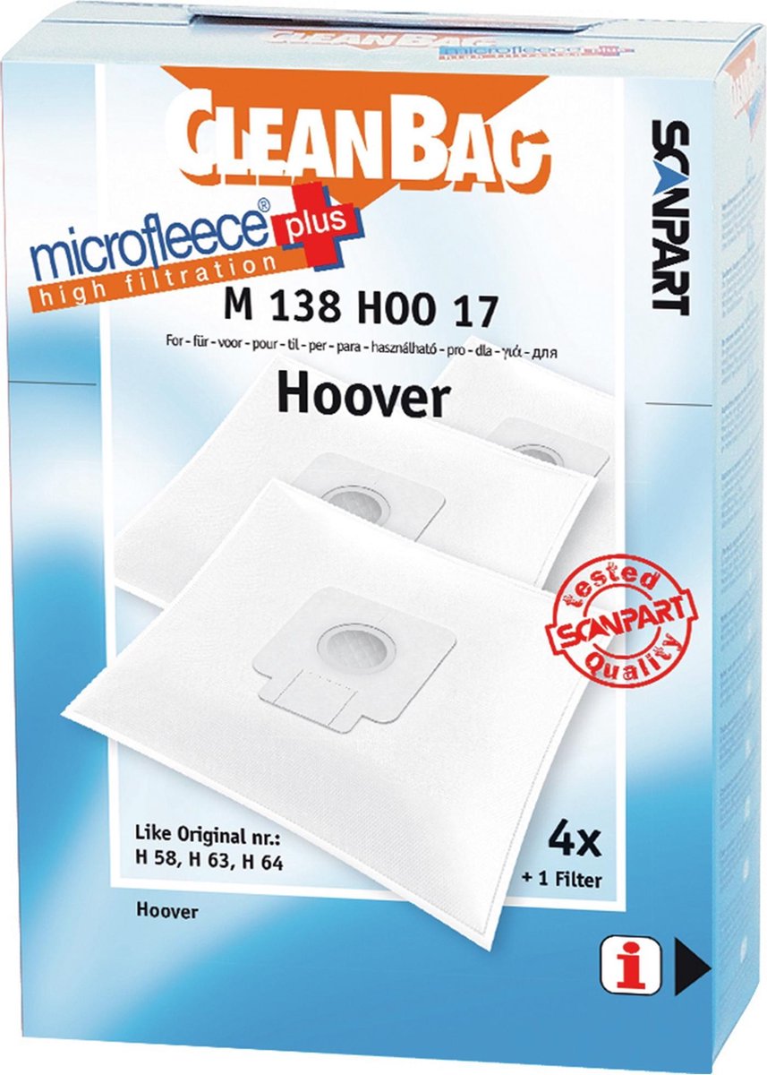 CLEANBAG Scanpart M138hoo17 Microfleese Stofzak Hoover Sprint Micro En