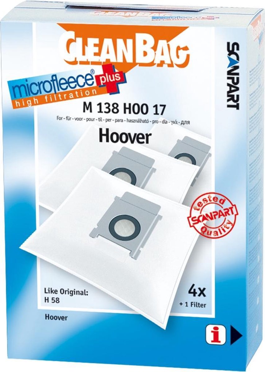 CLEANBAG Scanpart M138hoo17 Microfleese Stofzak Hoover Sprint Micro En