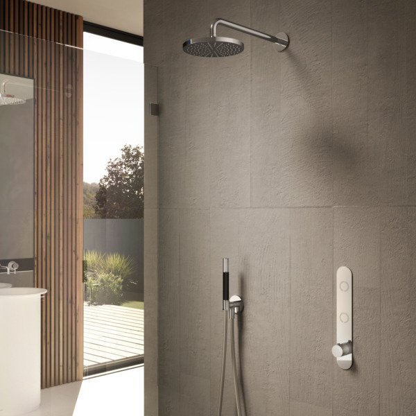 Hotbath Cobber complete thermostatische douche inbouwset met 2 pushbuttons mat IBS24BL - Zwart