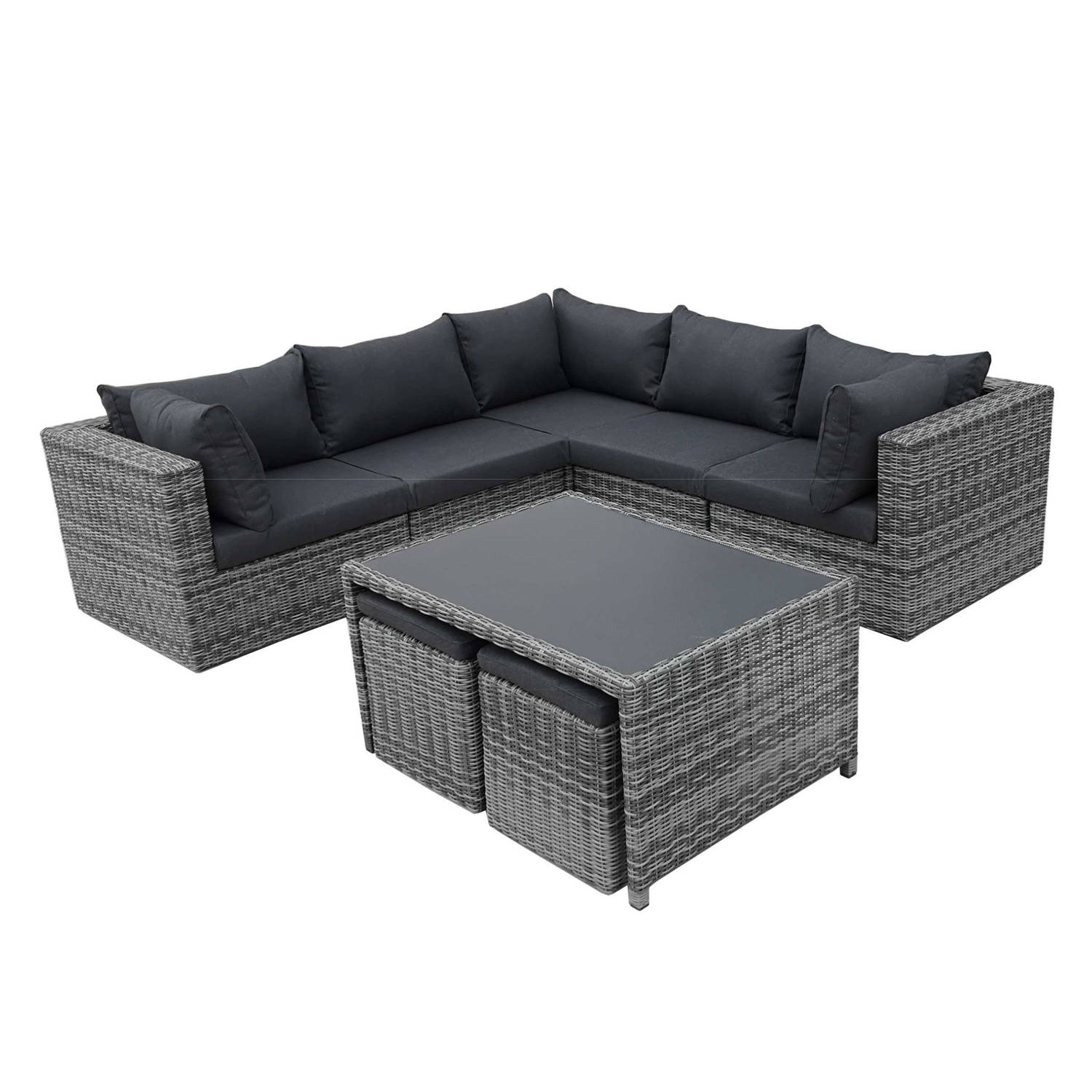 Fonteyn Loungeset Salou Met Koffietafel Halfmoon Dark Grey - Grijs