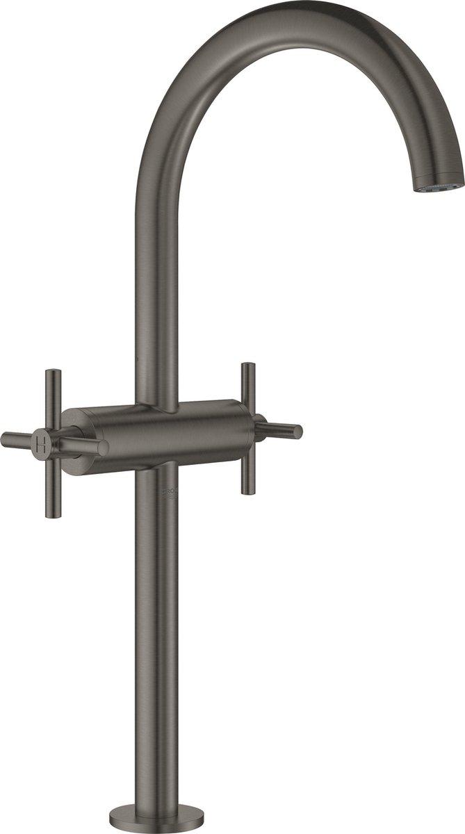 Grohe Atrio 1-gats wastafelkraan XL-size m. hoge draaibare uitloop met kruisgrepen brushed hard graphite 21044al3 - Negro