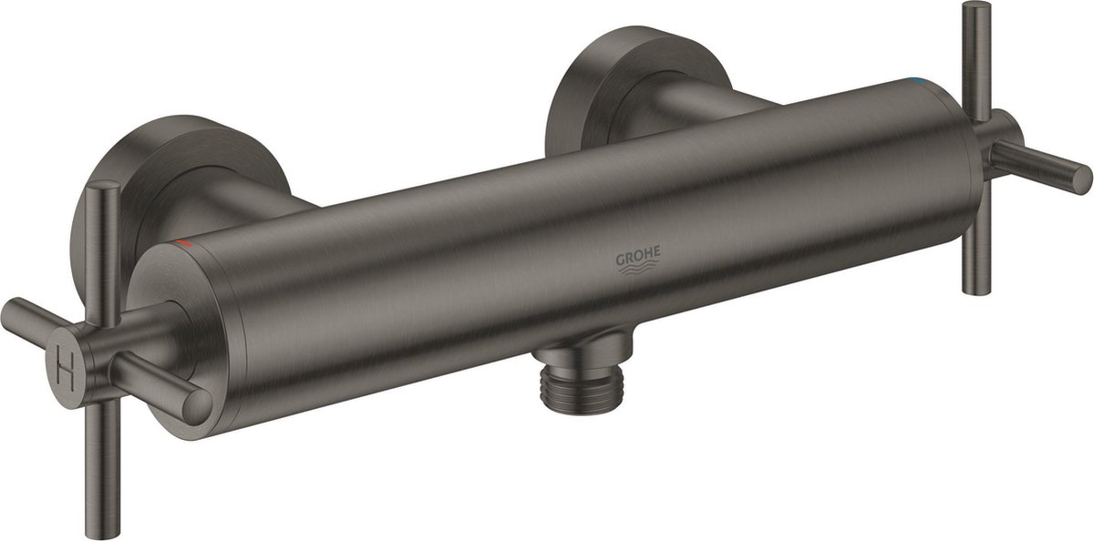 Grohe Atrio douchekraan met koppelingen met kruisgrepen brushed hard graphite 26003al3 - Negro